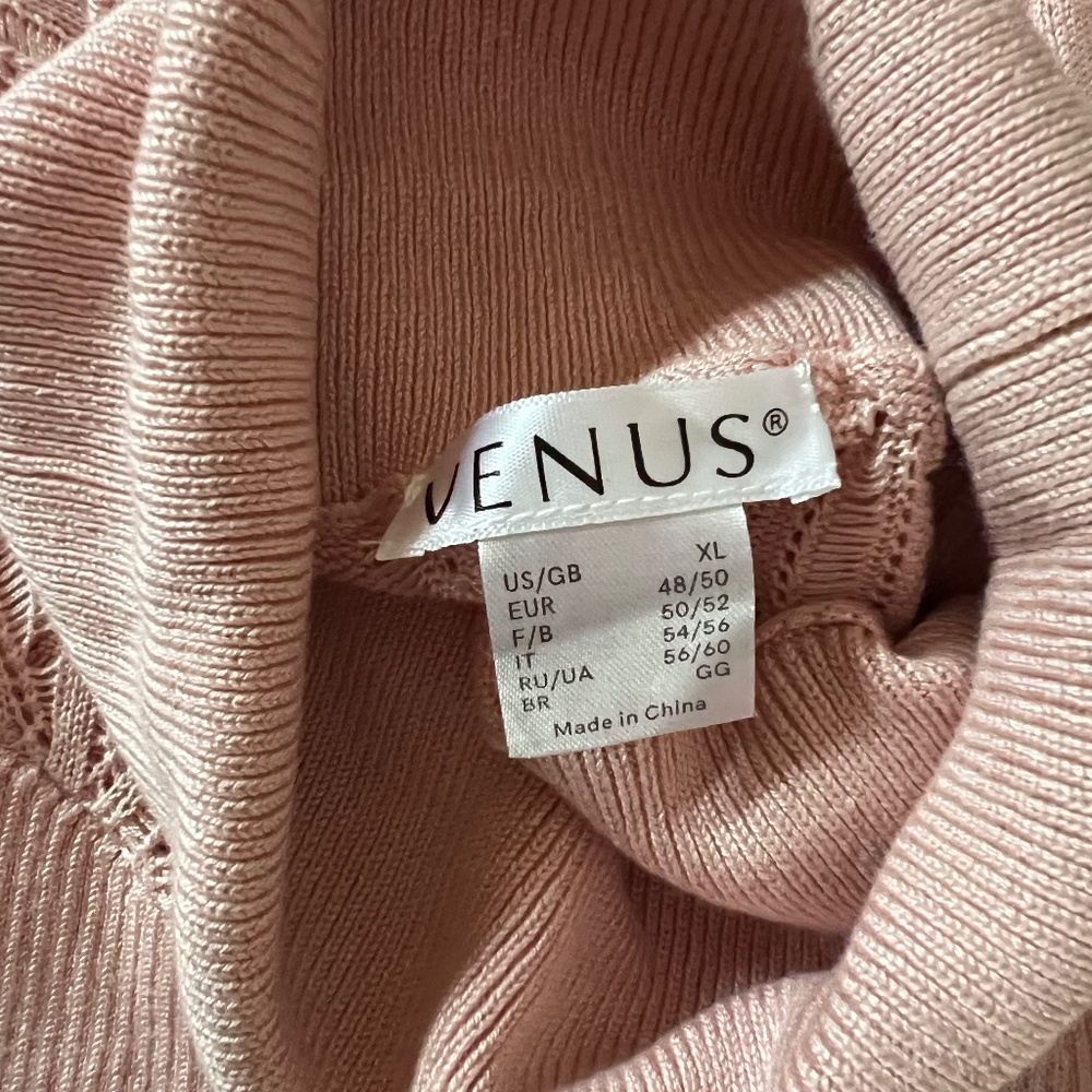 Venus Pink TurtleNeck long sleeves w a patterned knit design, a ribbed torso XL - Picture 5 of 8